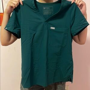 Figs forest green Scrub top Sz XS
